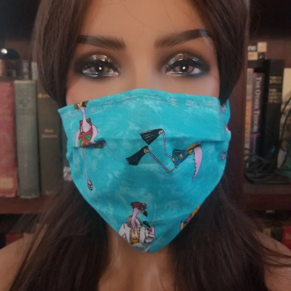 Adult Face Masks - Flamingos on Vacation - Filter Pocket - Roomy - Breathable
